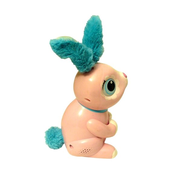 Interactive Zoomer Hungry Bunny Rabbit Toy Fluffy Blue Ears & Tail Easter - Picture 4 of 5